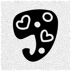 valentine style alphabet with heart, letter J