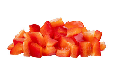 Set of fresh whole and sliced red bell pepper isolated on white background. With clipping path....
