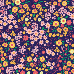 Pink Ditsy Flowers. Decorative vector seamless pattern. Repeating background. Tileable wallpaper print.