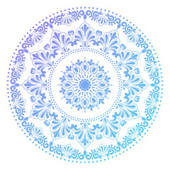 Mandala. Vintage delicate pattern. Blue and purple lace curcle background. Islam, Arabic, Indian, ottoman motifs PNG