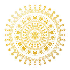 Mandala. Vintage delicate pattern. Gold lace curcle background. Islam, Arabic, Indian, ottoman motifs PNG