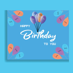 Birthday balloons vector background design. Happy birthday to your text with a balloon and confetti decoration element for the birthday celebration greeting card design. Vector illustration