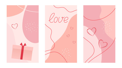 set of templates romantic flyers for valentine's day