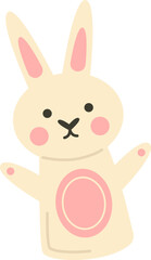 Obraz premium Cute soft rabbit animal puppet flat icon Handmade toys