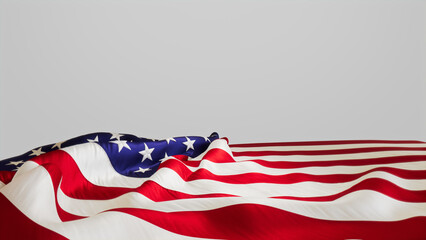 Presidents day Banner with US Flag, Isolated on White Background with Copy-Space.