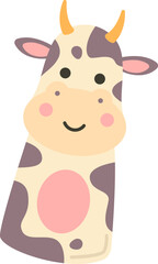 Cute soft cow puppet flat icon Handmade toys
