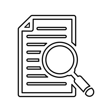 recommend clip art: Document, search, paper, sheet outline icon. Line art vector.