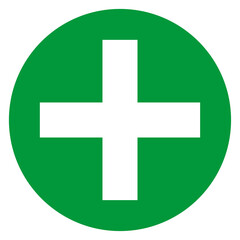 Green first aid sign isolated on white background. - obrazy, fototapety, plakaty