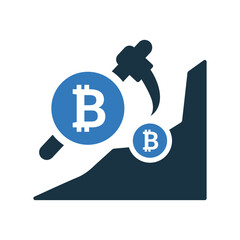 Mining, bitcoin, coin, cryptocurrency icon. Simple editable vector graphics.