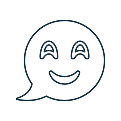 Feedback, smiley, comment line icon. Outline vector.