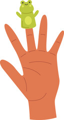 Cute soft frog puppet on fingers flat icon Toys