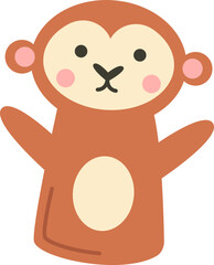 Obraz premium Cute soft monkey animal puppet flat icon Handmade toys