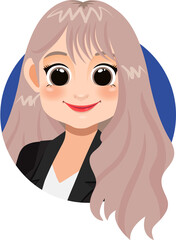 Smile businesswoman avatar curly hair woman face profile icon concept online support service female cartoon character portrait isolated flat icon