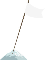White flag on the mountain flat icon PNG