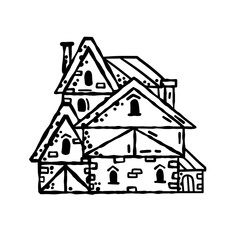 Medieval house. Village building.