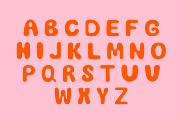 Uppercase doodle letters. Bright alphabet set. Hand lettering font. Cartoon bold style alphabet