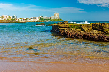 Fototapeta premium Stunning Patience beach during a sunny afternoon, one of the most beautiful in the urban area of the city of Salvador in Bahia