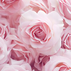 Pink roses background. Valentine's Day. Generative AI.	