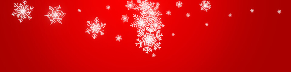 Gray Snowflake Vector Red Panoramic Background.