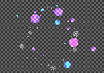 Black Snow Background Transparent Vector. Flake Freeze Illustration. White Poster. Pink Snowfall Shiny. Glitz Texture.