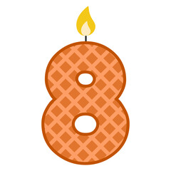 Candle number eight. Vector illustration