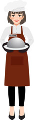 Professional chef. Chief-cooker holding food plate. Kitchen Team Concept Cartoon Character PNG