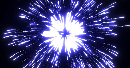 Abstract background of bright blue glowing shiny bright beautiful festive fireworks salute