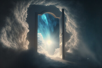 Magic Portal, Doorway To Another World, Fantasy, Heaven Gates, Pearly Gates, generative AI © Sola