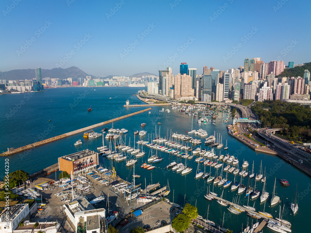 Canvas Prints Top view of Hong Kong Typhoon shelter