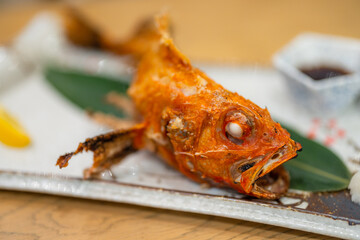 Japanese grilled splendid alfonsino fish dish