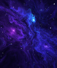 Blue and purple space sky with stars background