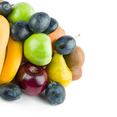 Fruits isolated on a white background. Free space for text.