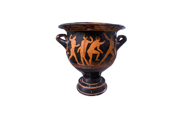 Beautiful Colorful Old Greek Amphora isolated on white background	
 - obrazy, fototapety, plakaty