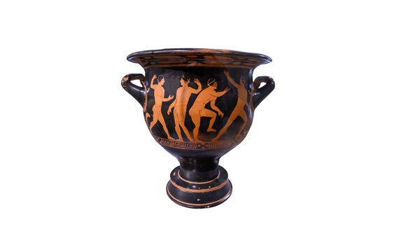 Beautiful Colorful Old Greek Amphora isolated on white background	
