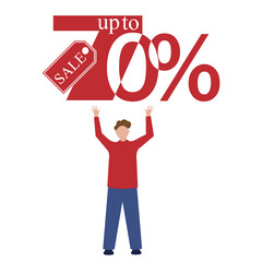 Up to 70% Off  Red Word Isolated in White Background