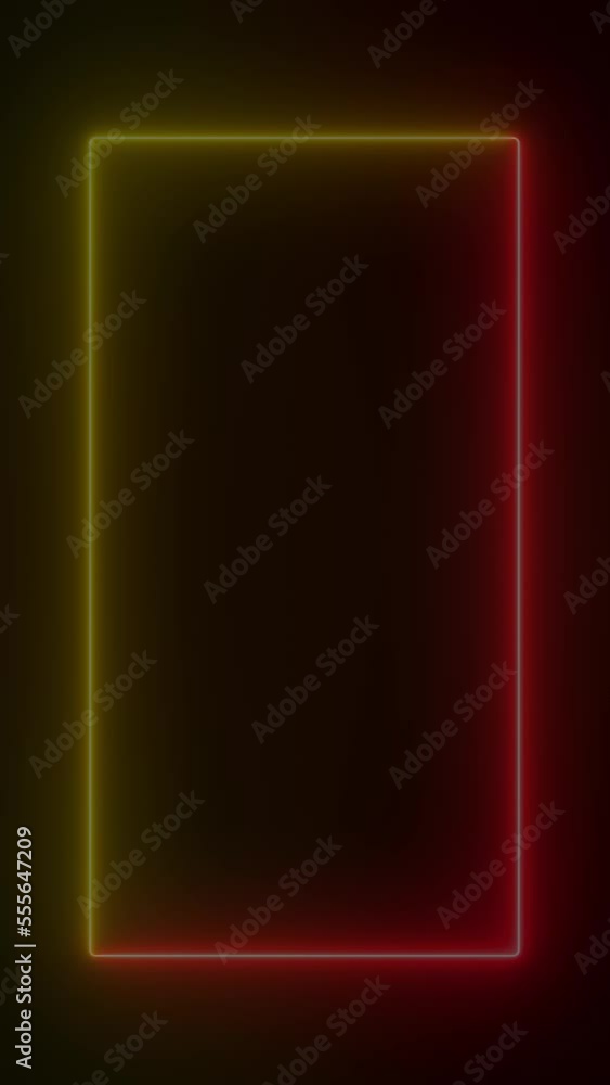Poster video animation of glowing neon rectangles in red and orange - abstract background - seamless loop -