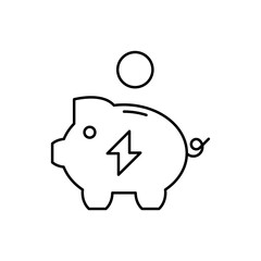 Saving energy piggy bank linear icon. Editable stroke
