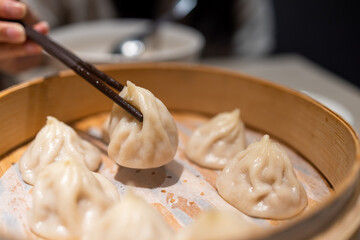 Chinese style steamed soup bun in restaurant