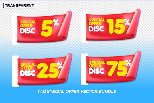 vector tag sale discount 5%,15%,25%,75% price flashsale redspeciall offer, promo discount, red , white, yellow, colors