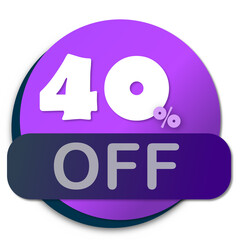 40% discount poster, purple coloring