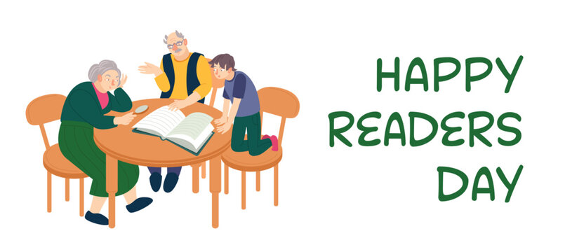 Happy young readers day. June 19. Vector illustration