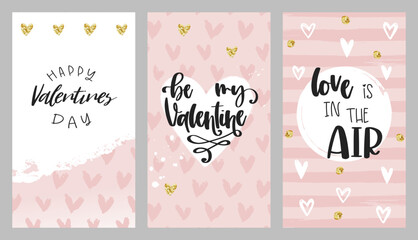 Valentine's day cards set. Lovely hand drawn design, great for gift tags, invitations, cards - vector design