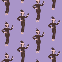 Traditional winter holiday celebration. Hand drawn Vector illustration