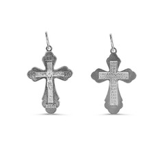 isolated on white background jewelry silver cross with shadow