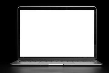 modern laptop computer on the table on the black background