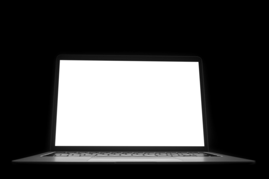modern laptop computer on the tabl on the black blackboard background