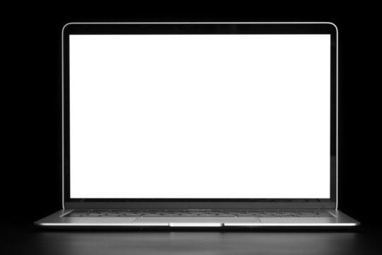 modern laptop computer on the table on the black background