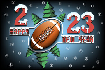 Happy New Year 2023 and football ball