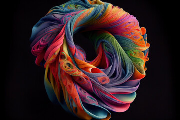 Abstract colorful cloth with elegant folds, Generative AI
