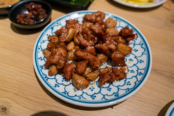 traditional smoked fried beef in Moc Chau, Vietnam. The name of the dish is 